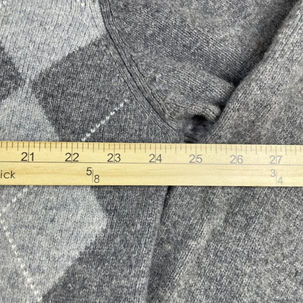 Jos A Bank Crewneck Sweater Mens Size Large Gray & Blue Argyle Lambswool Blend - Picture 7 of 9